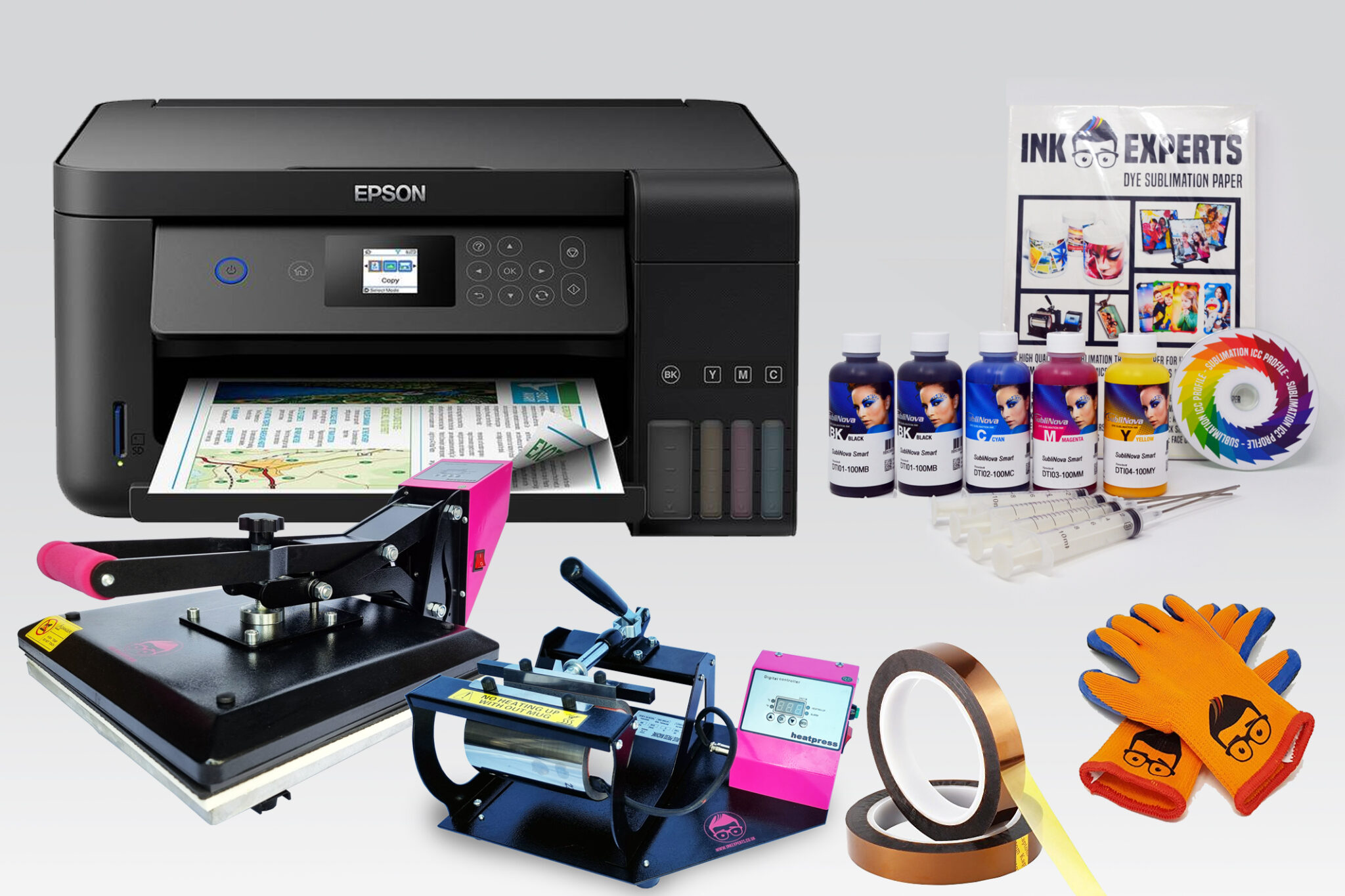 Complete A4 Sublimation Printer And Heat Press Starter Bundle Epson Ecotank Et 2850 Printer Ink 5687