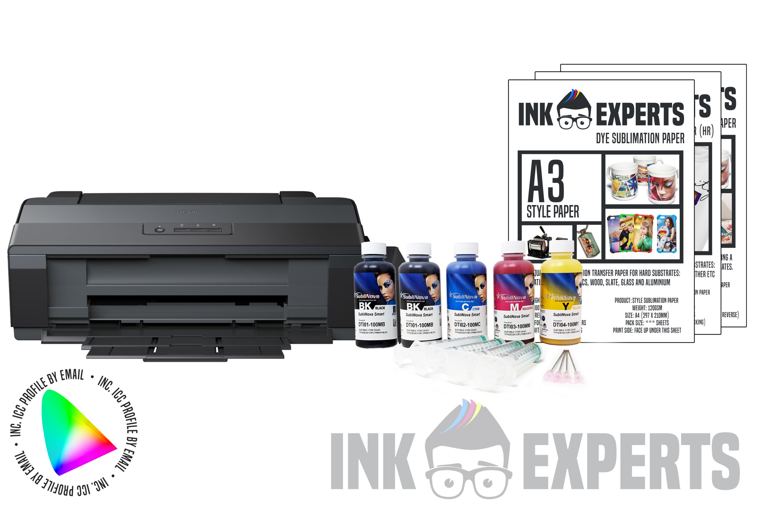 Sublimation Starter Bundle: EPSON Ecotank ET-14000 – Printer + 5 x 100ml  Inktec Ink + A3 Paper