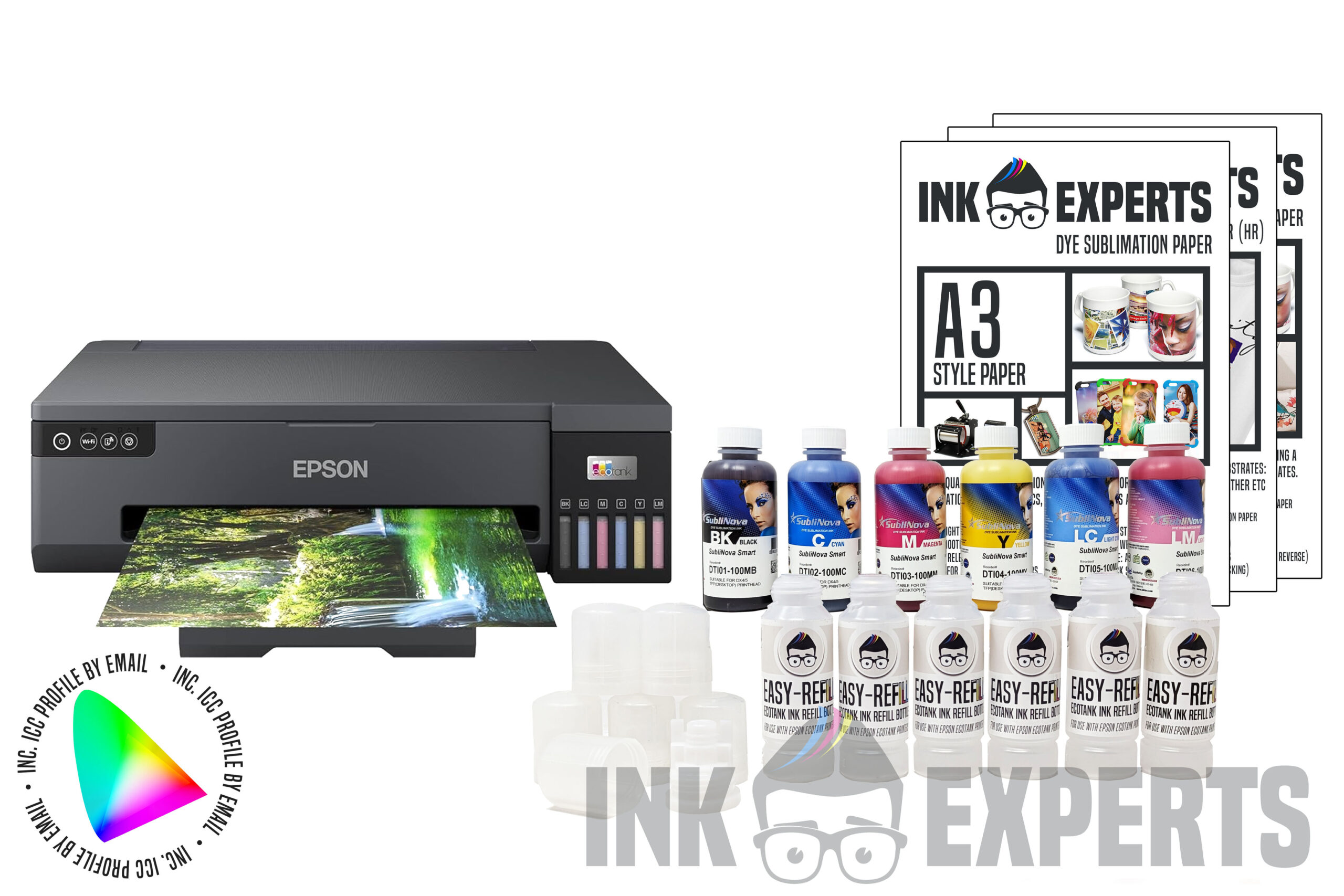Complete A4 Sublimation Printer & Heat Press Starter Bundle: Epson Ecotank  ET-2850 Printer